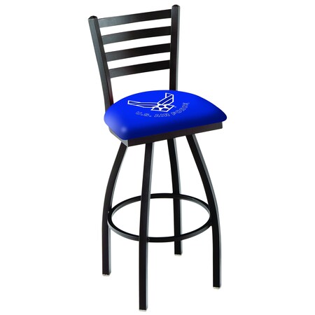 30 Blk Wrinkle U.S. Air Force Swivel Bar Stool,Ladder Back